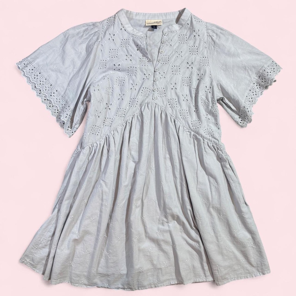 Universal Thread Light Blue Cotton Eyelet Dress Lace Trim Fully Lined Size Mediu